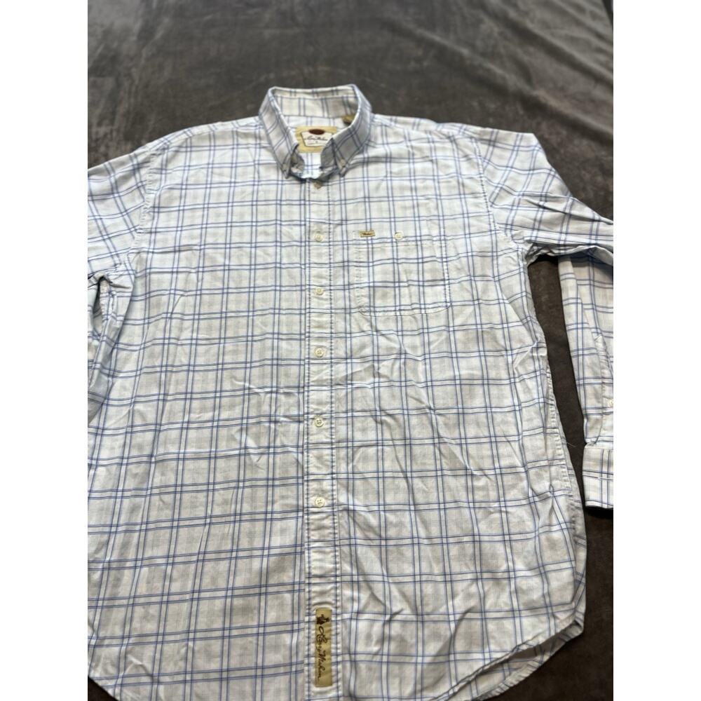 Larry Mahan Cowboy Collection‎ Shirt Mens XL blue White Plaid Western Cowboy